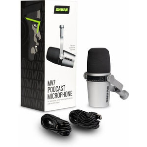 Shure MV7-S Silver Podcast Microphone