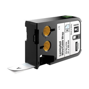 Dymo Label Wrap, Laminated, Vinyl Black on White 21 X 102mm