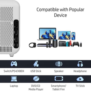 HP CC180W Portable Smart Projector – 720p HD, 200 LED Lumens, Wi-Fi & Bluetooth