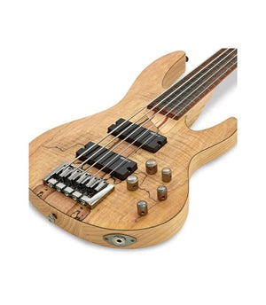 ESP LTD B205 Series 5 String Fretless Bass with Spalted Maple Top Natural Satin Finish
