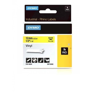 Dymo Rhino S0718450 12mm Yellow Vinyl Tape