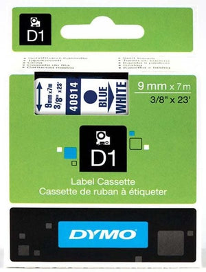Dymo S0720690 D1 Tape 9mm Blue on White