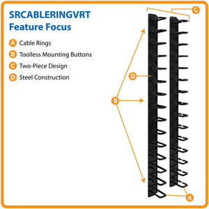 Tripp Lite SmartRack 6-ft Vertical Cable Manager – Flexible Ring Type with Toolless Mounting