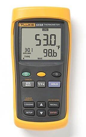 Fluke 53 II Single Input Digital Thermometer with Data Logging 50 Hz